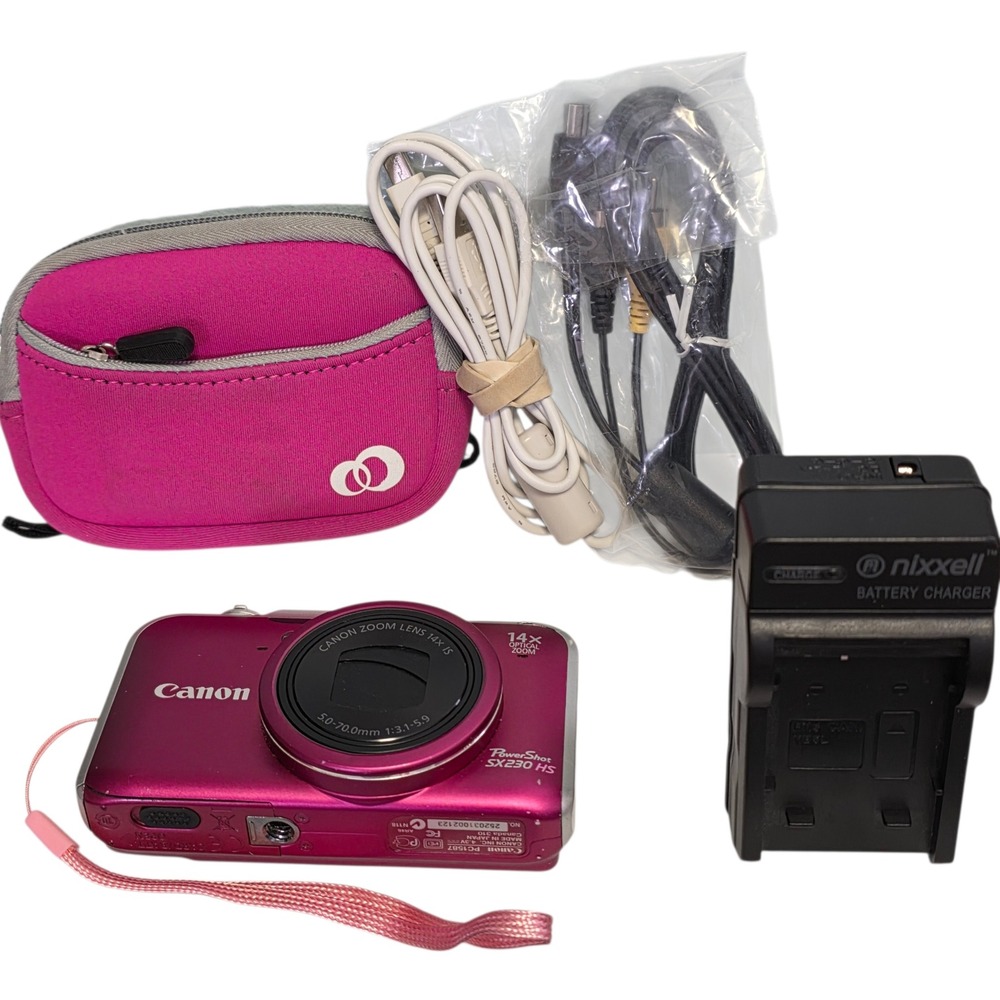 Canon PowerShot SX230 HS 12.1MP Digital Camera PINK Tested Battery Charger Card - Picture 9 of 9